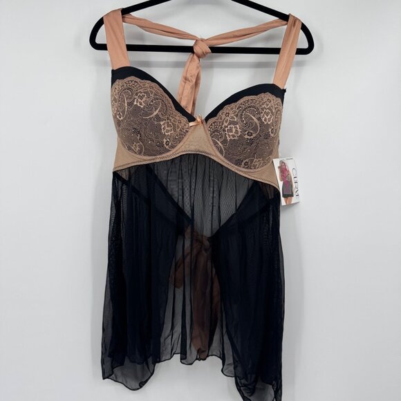 Curve Fantasy Lingerie Babydoll Women's 3X 4X Halter Open Back sexy plus size bl - Picture 1 of 10